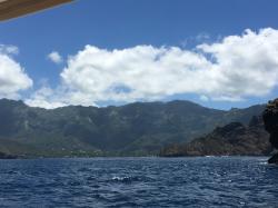 Approaching town of Taiohae on Nuku-HIva island, Marquesas